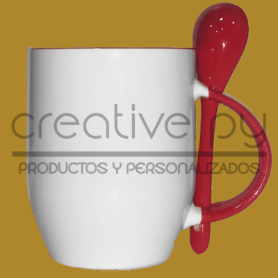 Taza Blanca c/ Cucharita Rojo