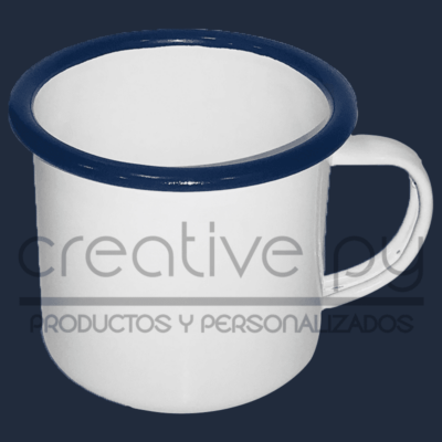 Taza Enlozada Borde Azul