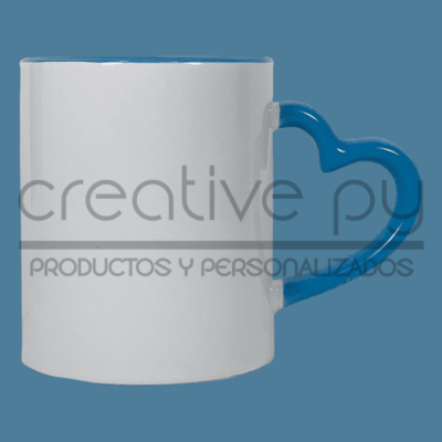 Taza Blanca c/ Alza Corazón Celeste