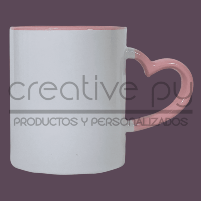 Taza Blanca c/ Alza Corazón Rosa